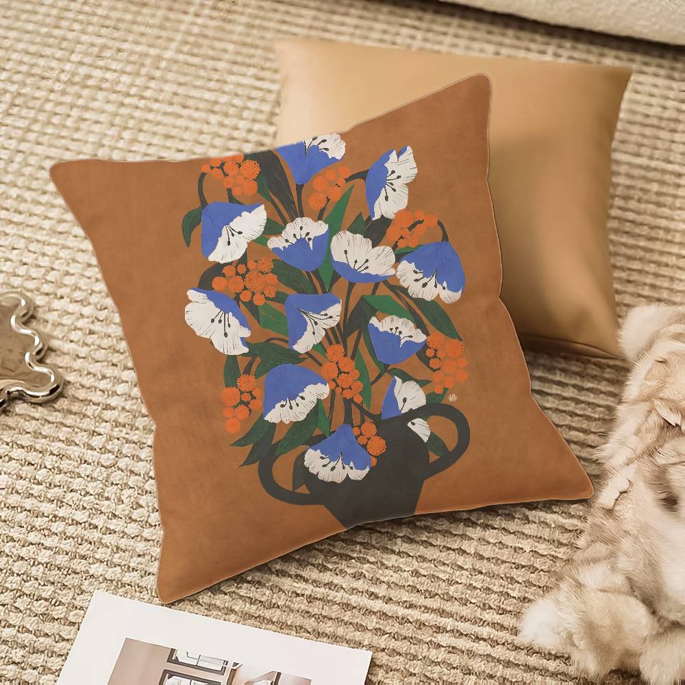 Vintage Vase Print Pillow Case Anti-dustmite Invisible Zipper Sofa Bed