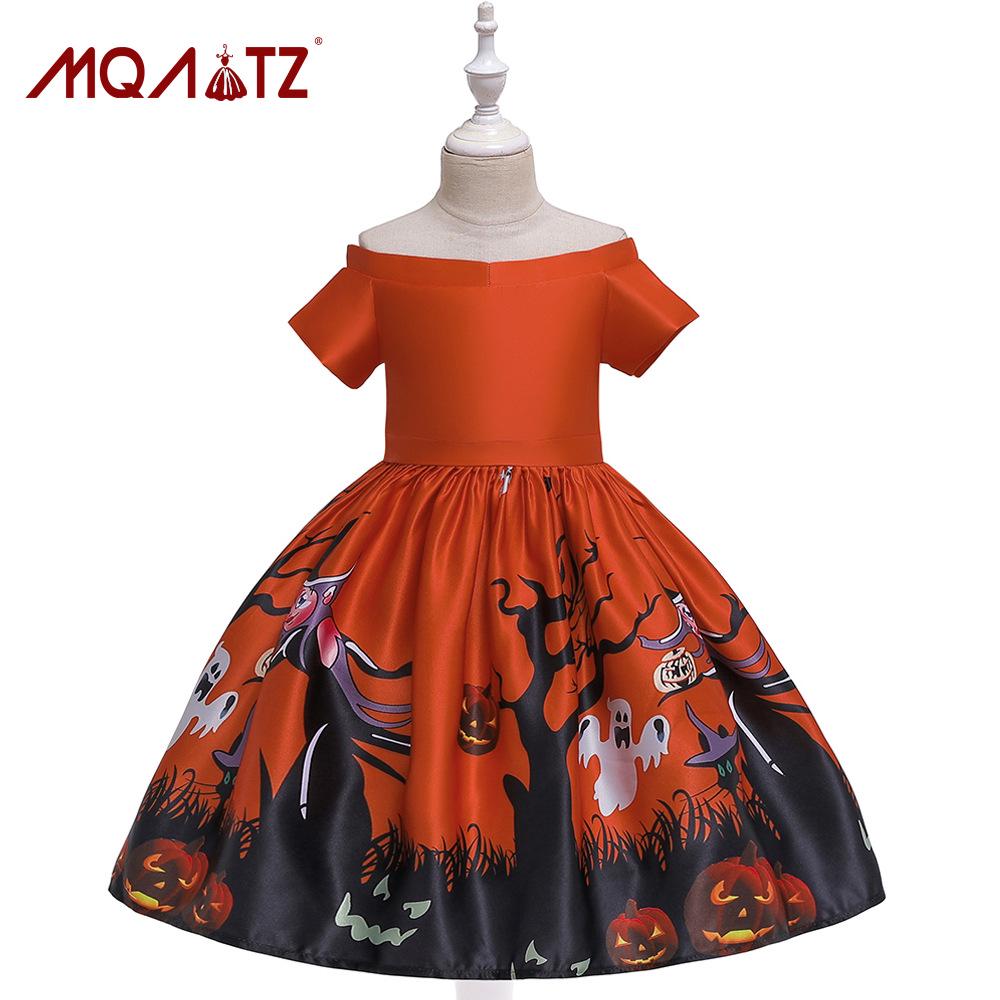 European and American Children's Formal Halloween Pumpkin Witch Cosplay Costume for Girls