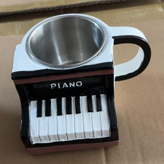 Musical Instrument Coffee Mug Ornament Guitar Piano Violin Drum Saxophone Electric Guitar Resin Mug Novelty Music Cup Gifts for Music Lovers Men Women