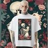 Skull And Cat T Shirt Oversized O-Neck Tee Retro For Men Woman Tees Graphic Printing Clothes Streetwear Tops Loose T-Shirt