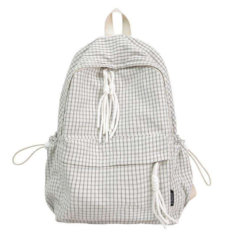 Schoolbag schoolbag ins niche junior high school girls plaid bag Korean lazy wind backpack women travel light and high value