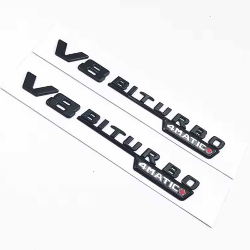 ABS Negro Letras con Logo E63S V8 BITURBO 4MATIC Insignia Emblema de Maletero de Coche Pegatina Para Mercedes Benz AMG W212 W213 Accesorios TN2