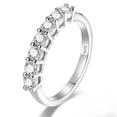 Trumium 1.1mm D Color Moissanite Rings for Women 925 Sterling Silver Wedding Band Half Eternity Stackable Engagement Ring