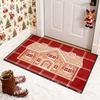Gingerbread House Christmas Rug Gingerbread Welcome Door Mat Christmas Non Slip Entrance Rug