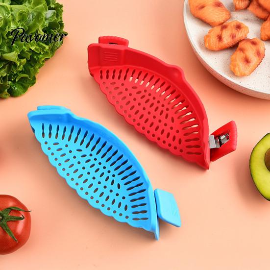 Vegetable Washing Filter Silicone Pot Edge Strainer, Clip-on Kitchen Colander for Pasta Vegetables, Multipurpose Food Strainer Non Slip Drainer