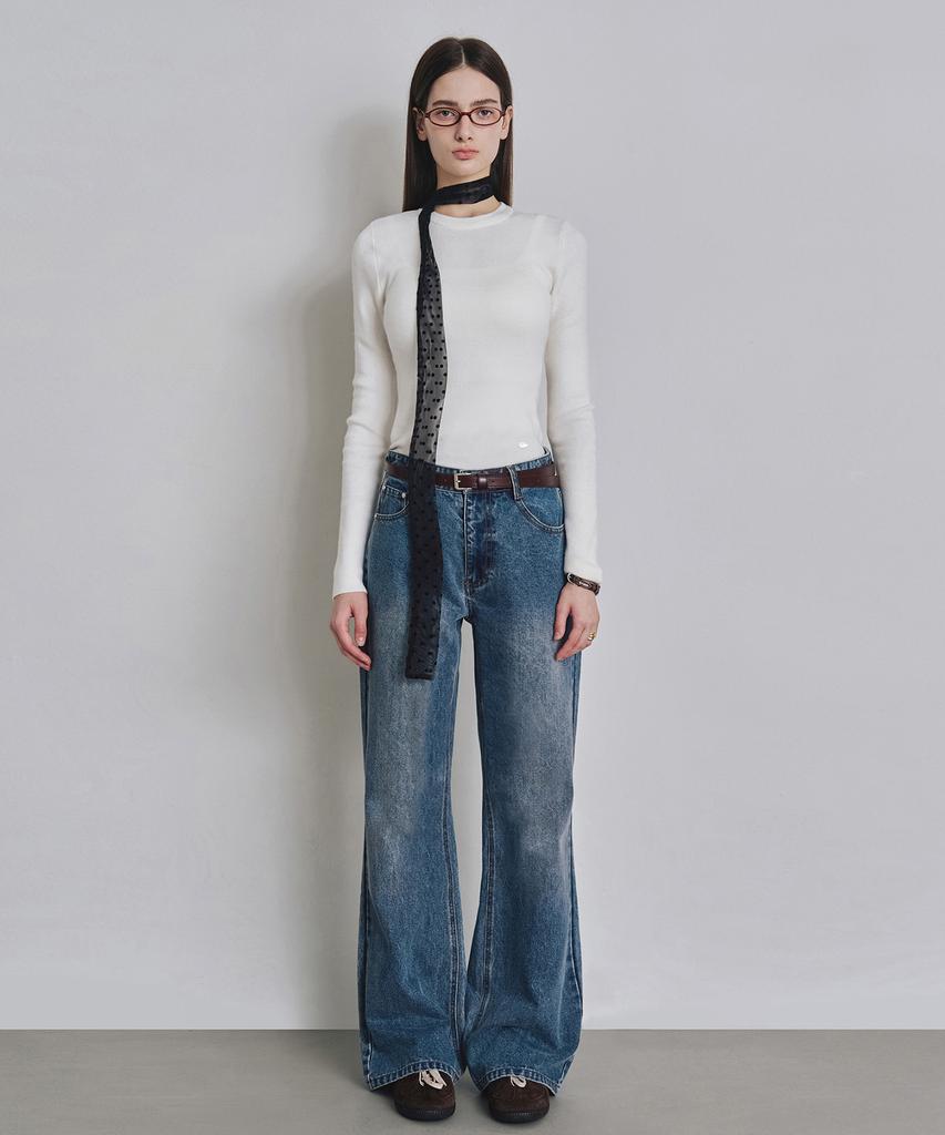 Keoseuteomeokeullagumeon Loose Fit Bootcut Denim Pants Black Cowpt002Black