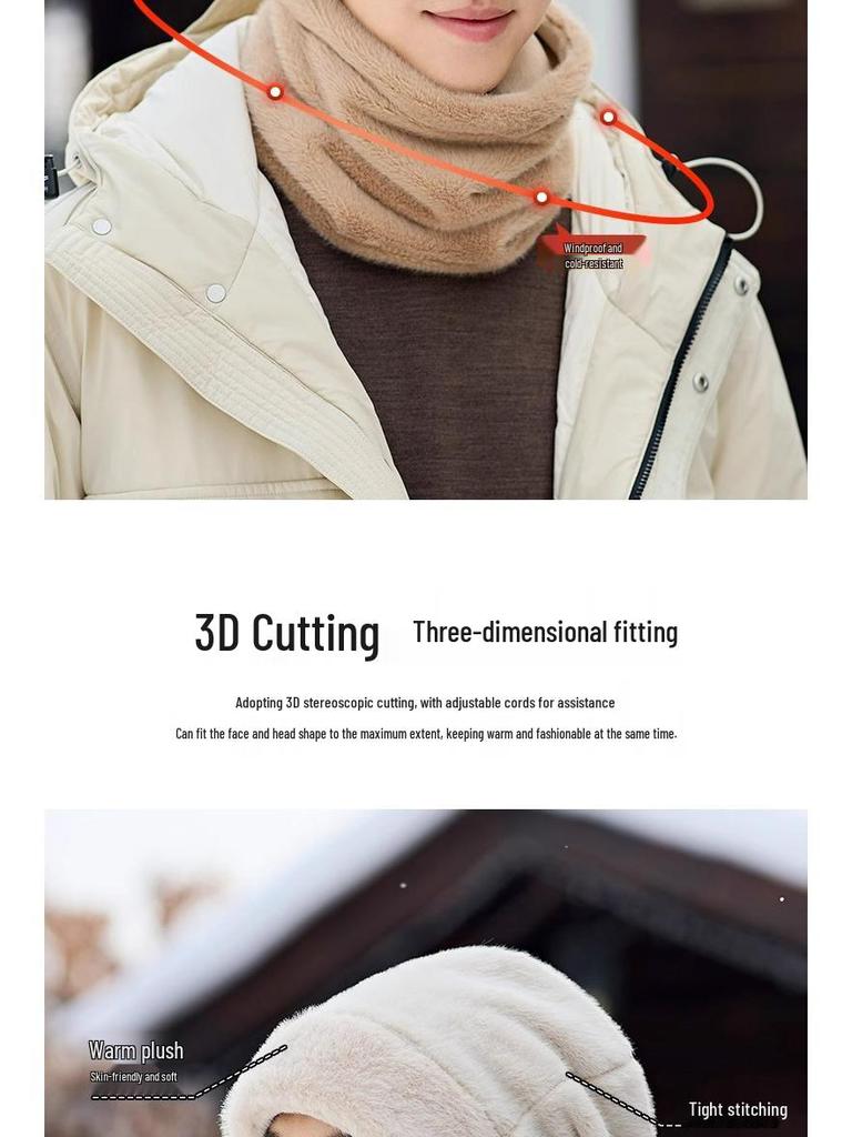 Men's 2025 Velvet Thick Beanie with Scarf & Ear Protection - Windproof & Warm for Autumn/Winter