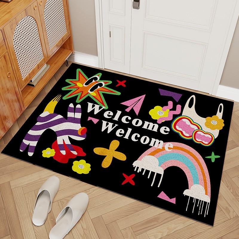 Cartoon Doormat Entryway Non-Slip Dirt Trapper Rug PVC Wire Mesh Floor Mat Home Entrance