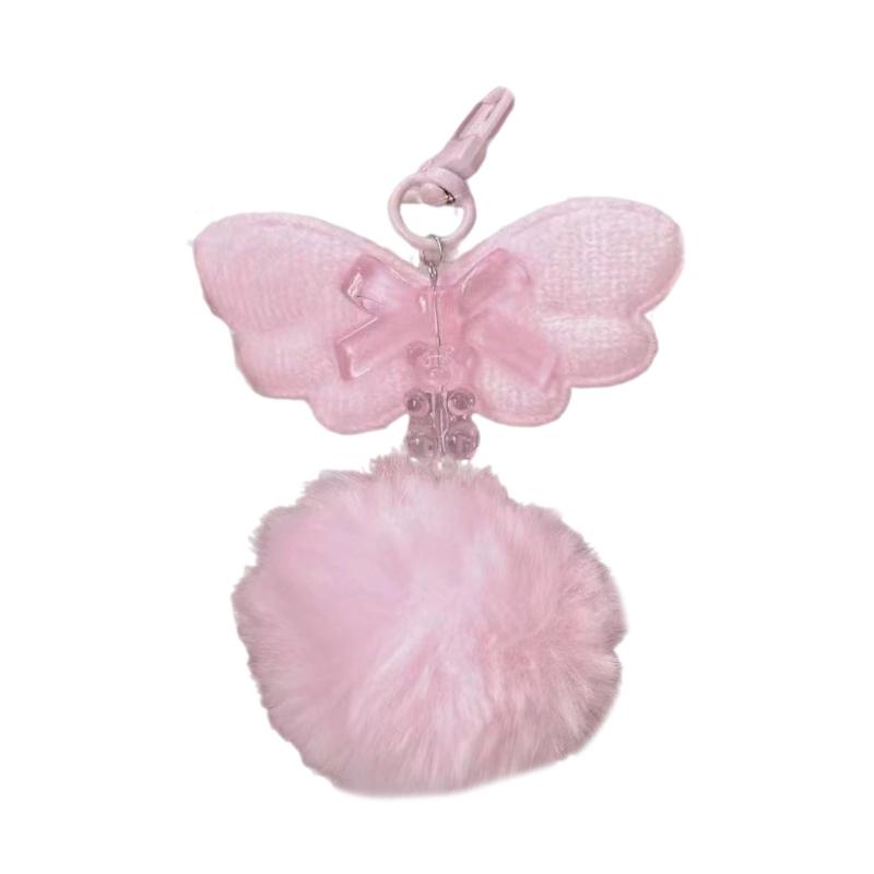 Plush Wing Phone Lanyard Lovely Bear Phone Chain Handmade Bowknot Keychain Backpack Pendant Camera Bag Accessory