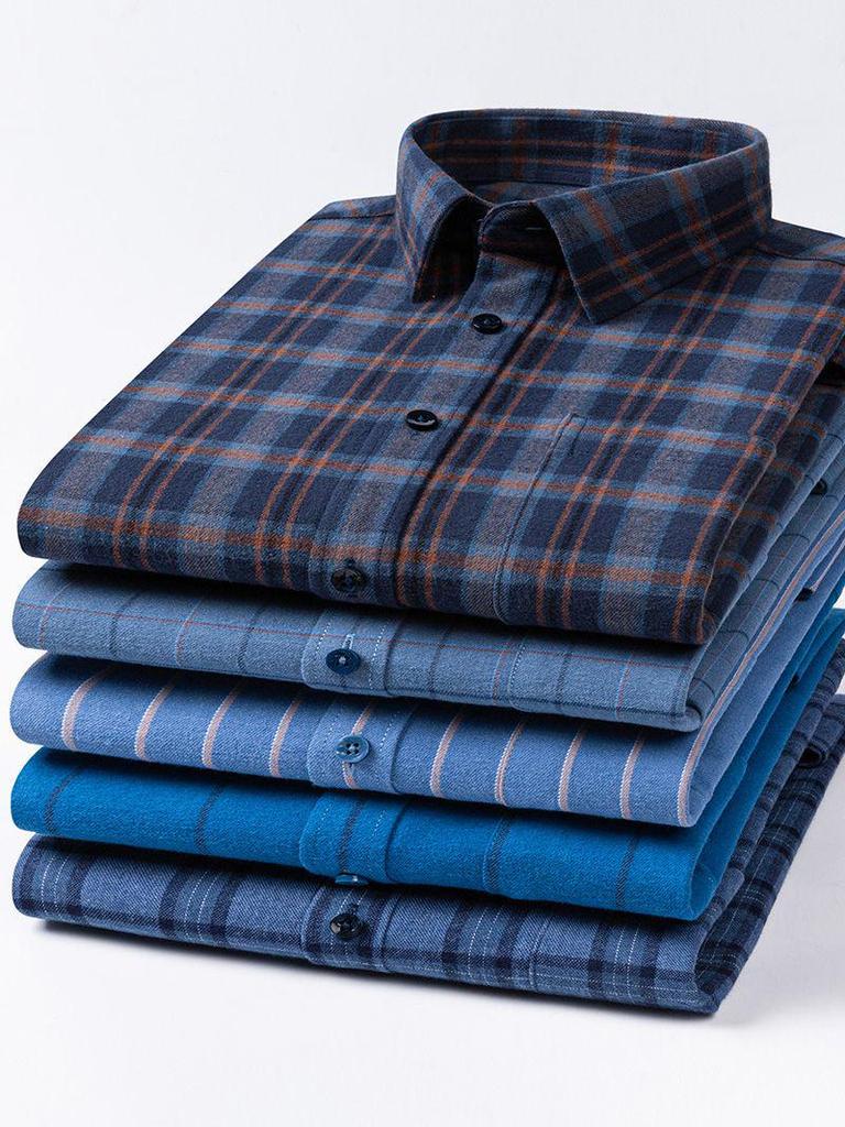 Camicia a maniche lunghe a quadri da uomo taglie forti in puro cotone (Taglie 38-46) - Abbigliamento Casual Business Autunnale