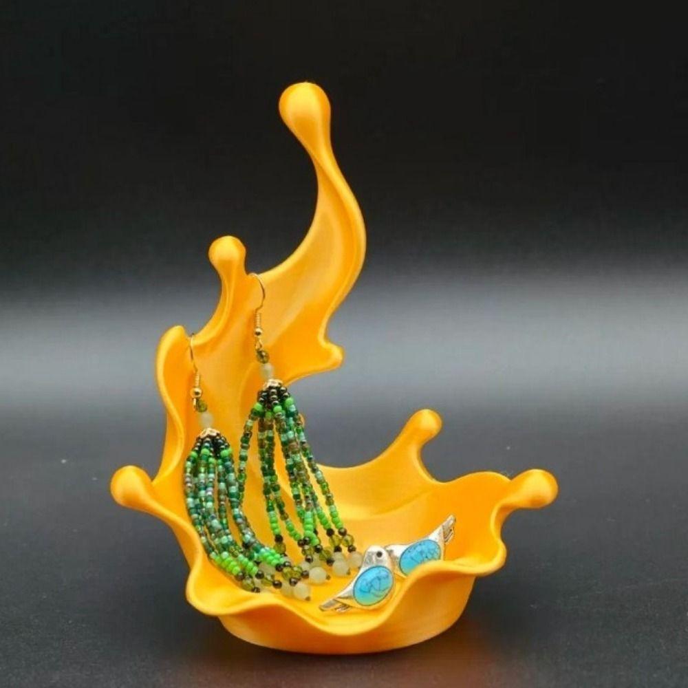 3D Printed Water Splash Trinket Holder Wave Shaped Earring Necklace Storage Dish  Bedroom