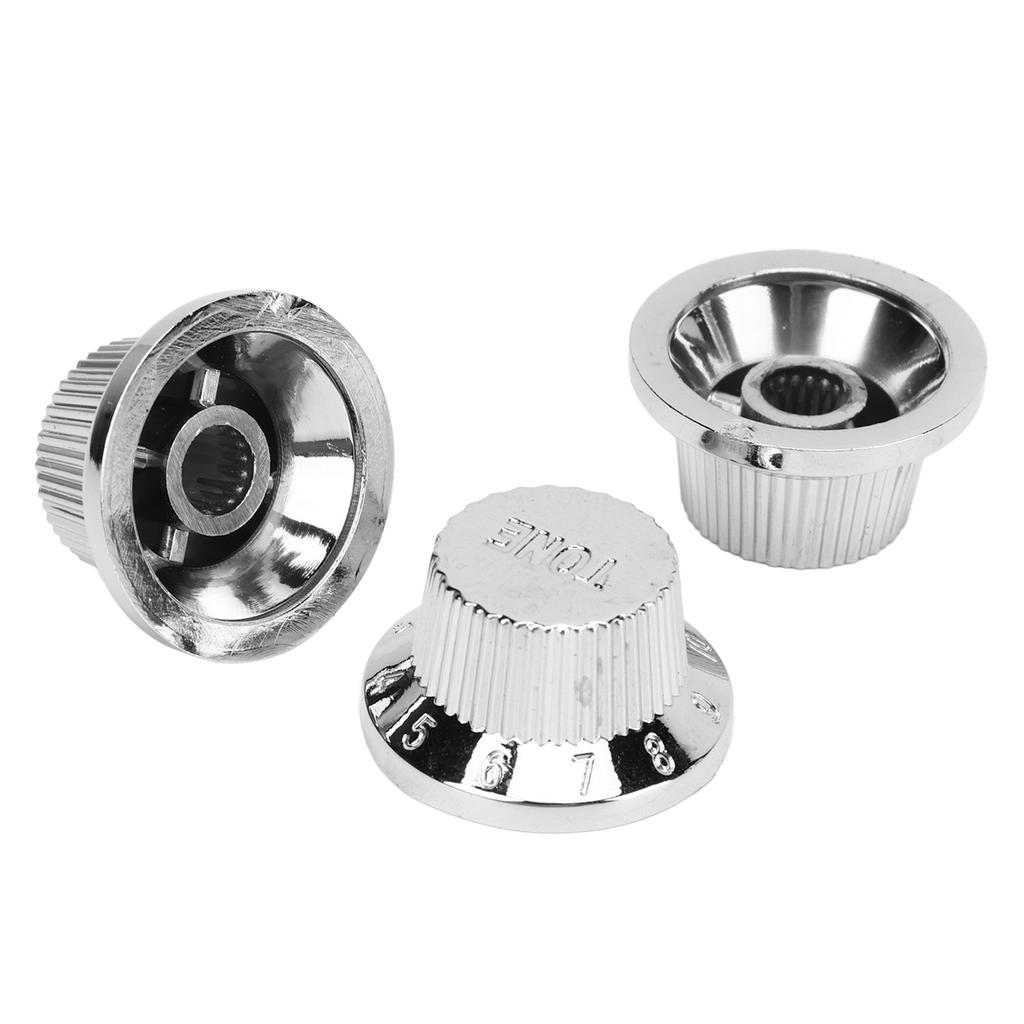 Guitar Top Hat Knob Plastic Silver 2T 1V Electric Guitar Speed Control Knob for Bass Replacement