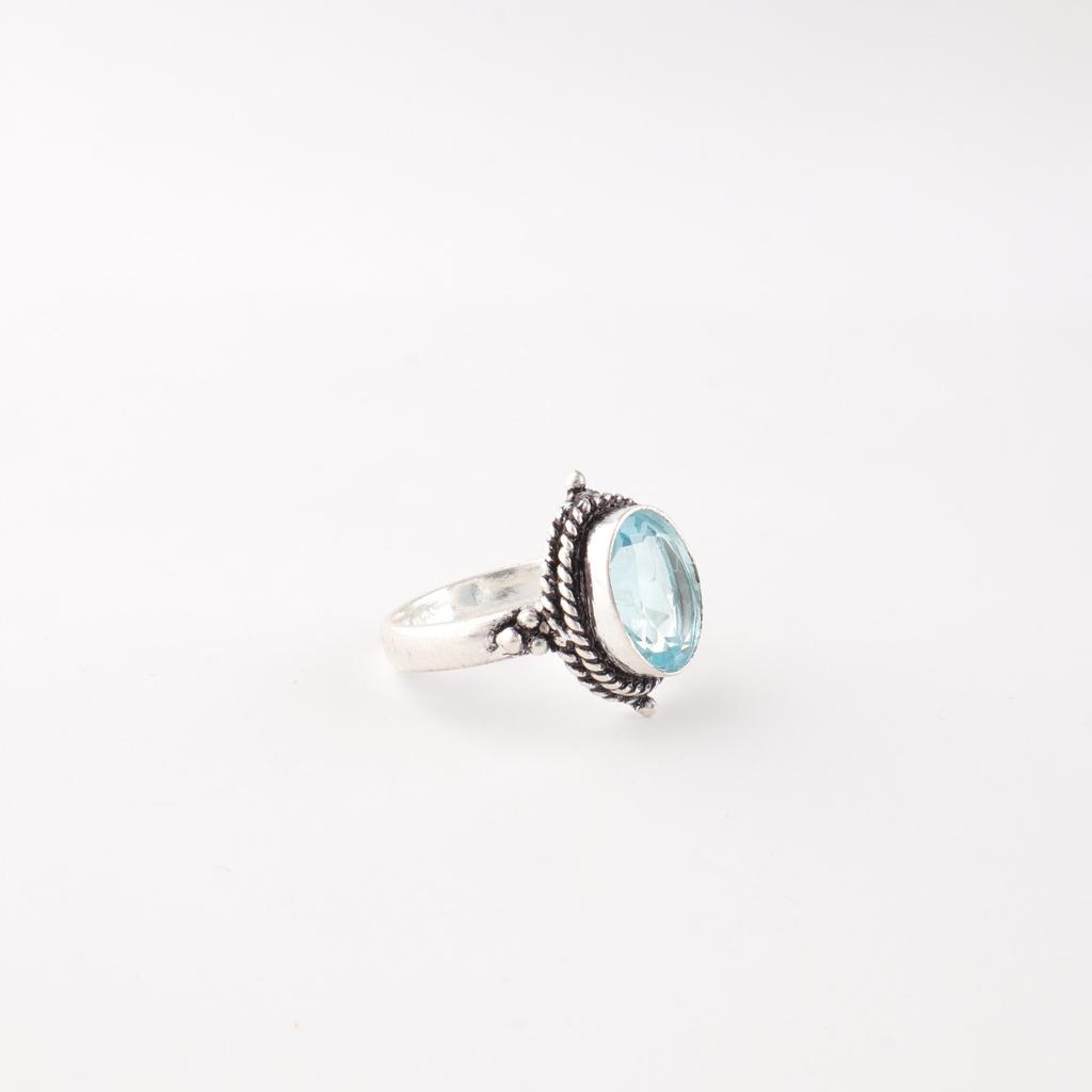 Sky Blue Topaz Gemstone 925 Sterling Silver Jewelry Handmade Ring Gift For Her RR-9-10