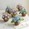 Small Crochet Flower Pot Handmade Puff Flower Potted Ornament  Office Desktop Decoration
