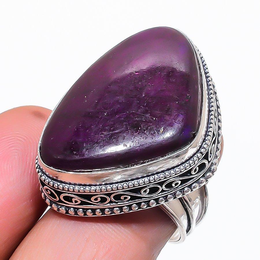 Natural Pink Labradorite Gemstone 925 Sterling Silver Jewelry Ring Size 7.5 W0R79