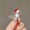 Lovely Shining Christmas Snowman Brooches For Women Rhinestone Enamel Metal Lapel Pins Sweater Scarf Badges New  Gift