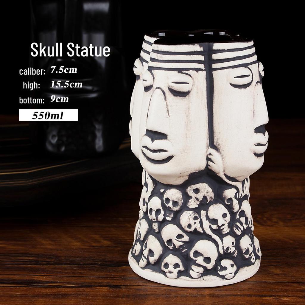 Bicchiere da Cocktail in Ceramica Teschio Zombie Tiki Hawaiano