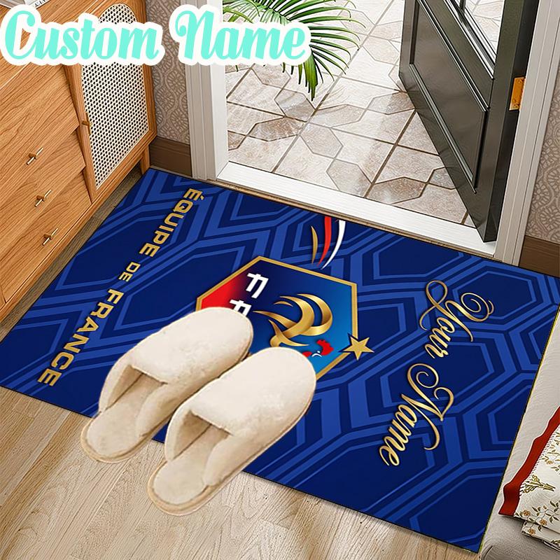 Custom Name France Football Emblem Rug Office Rug Chair Mat Non Slip Carpet Rugs for Bedrooms Dining Room Living Room Home Decor gifts