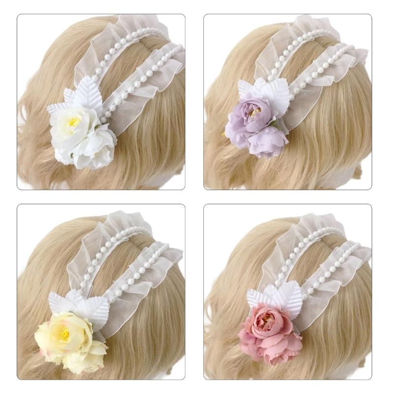 Cute Hair Accessory Hairband Lace Flower Hairpieces Hairpieces Elegant Cosplay Headbands for Parties and Weddings