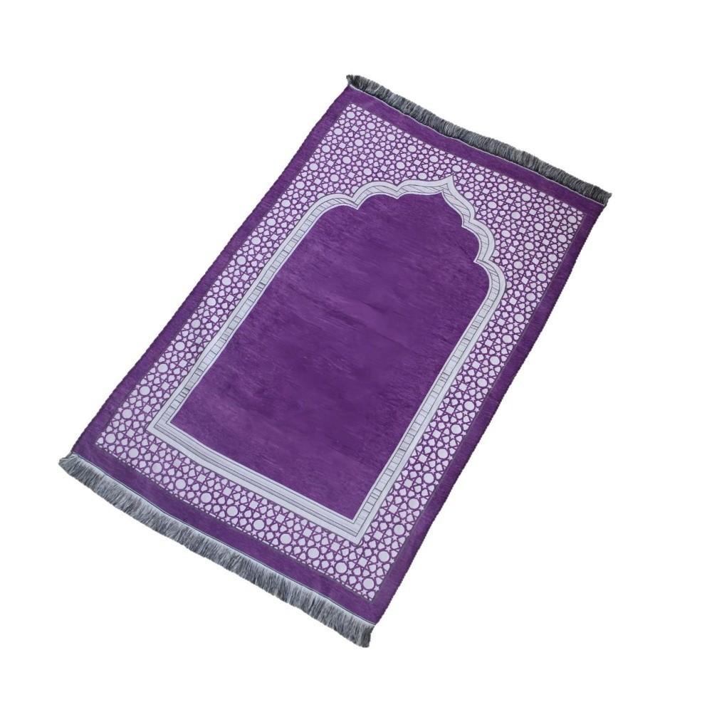 Ethnic Foldable Prayer Rug Washable Rectangle Living Room Rug Non-slip with Tassel Islamic Prayer Mat