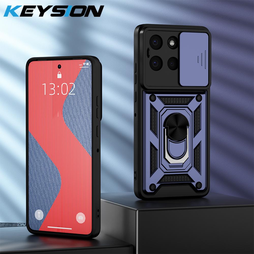 

KEYSION Противоударный бронированный чехол для Motorola MOTO G86 5G с защитным кольцом для камеры-слайдера и подставкой, задняя крышка для телефона MOTO G56 5G for MOTO G86 5G синий