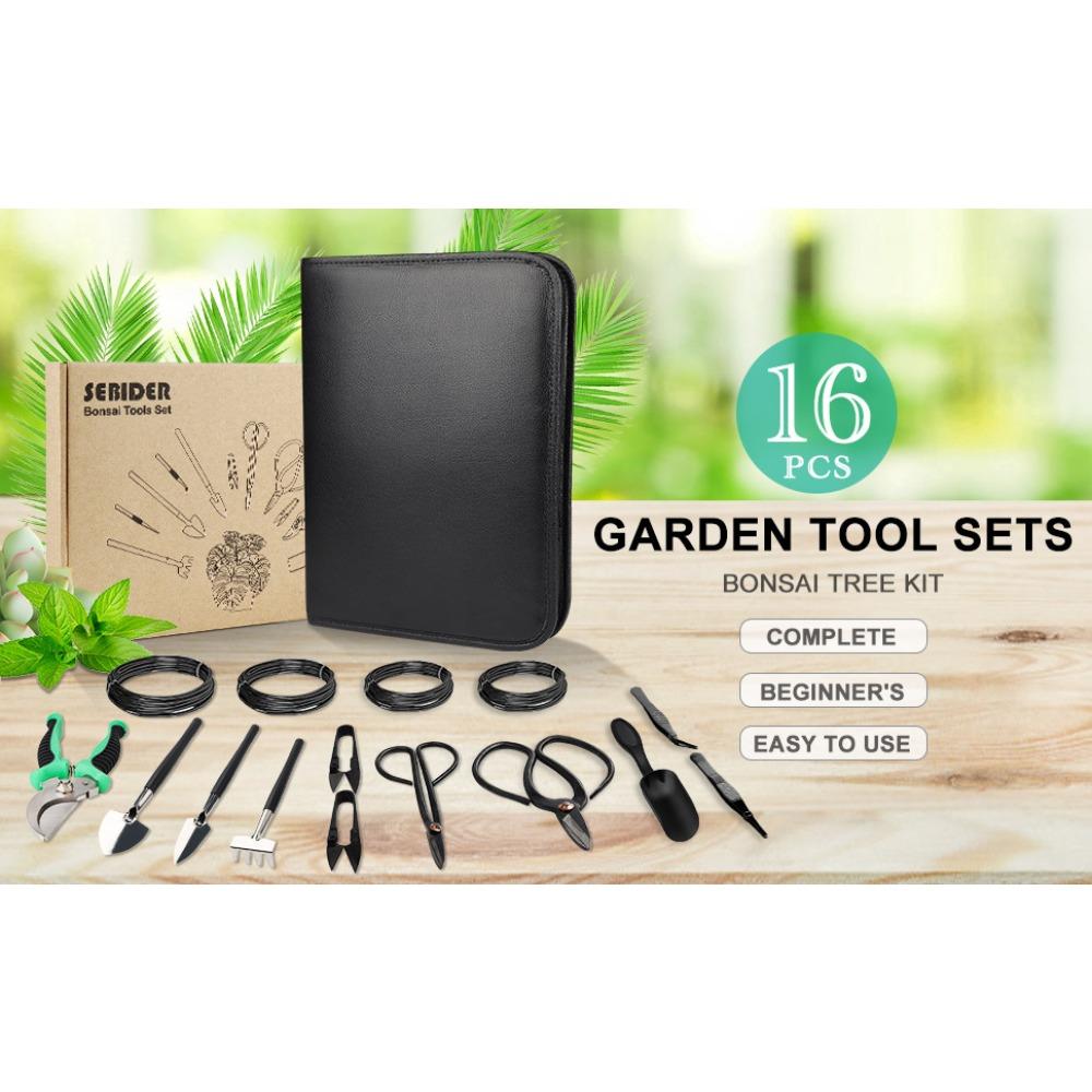 Sada stromků bonsají, sada nástrojů na bonsaje, sada sukulentů, sada 16 kusů, sada zahradního ručního nářadí
