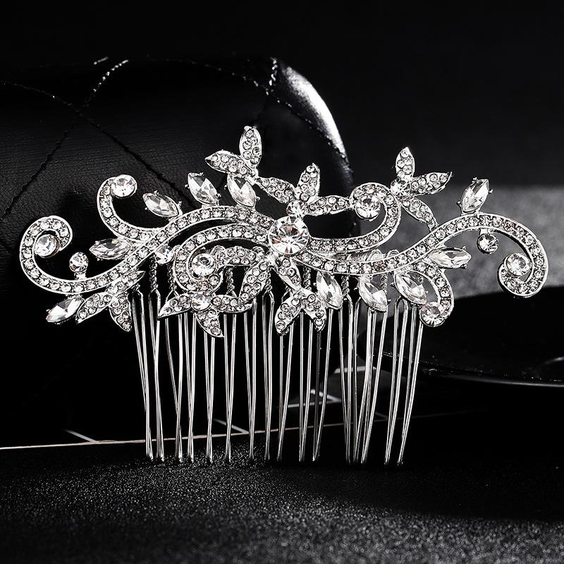 Tiară clasică de mireasă aliaj stras pieptene de păr de lux banchet nuntă accesorii păr coc pieptene de păr coc pentru femei