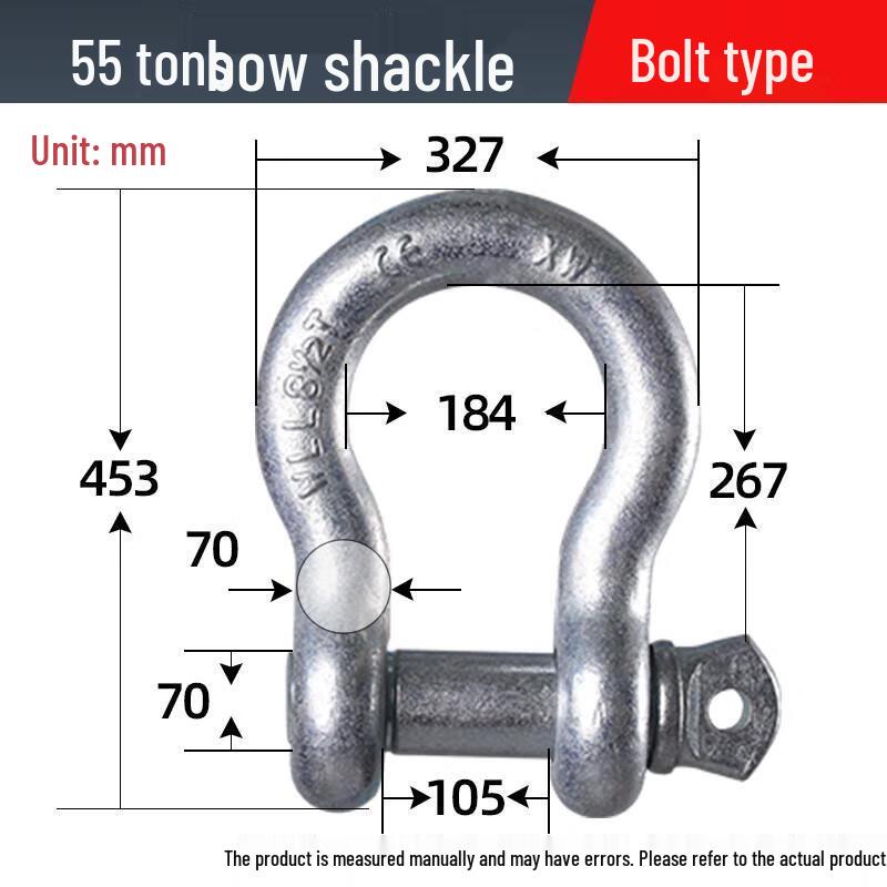 Heavy-Duty 55-Ton D-Ring Bow Shackle with Bolt