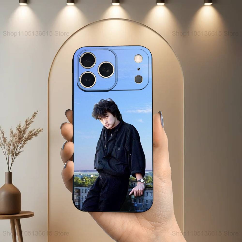 

Singer V-Viktor T-TSOI For iPhone 13,16,11,14,17,12,15,Plus,Pro Max,XS,X,XR,SE,Mini,8,7,Phone Case Soft Silicone Black iPhone17Pro