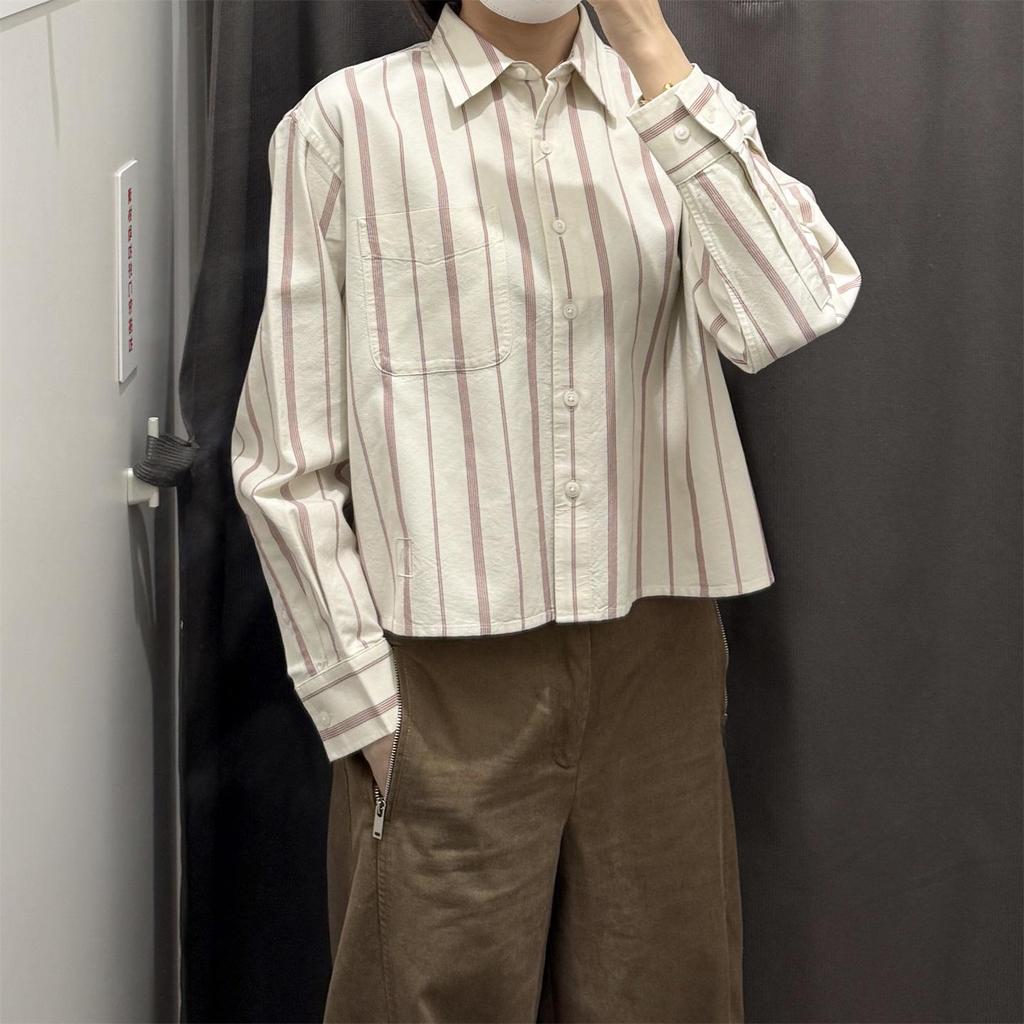 Unisex Striped Oxford Cloth Shirt Jacket for Autumn/Winter