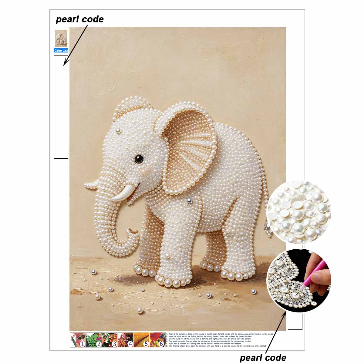Pearl Elephant Art Painting Home Wall Decor Art Crafts Handmade DIY Adult/Beginner Gift Creative Home Decor Frameless Canvas Wall Art 30x40