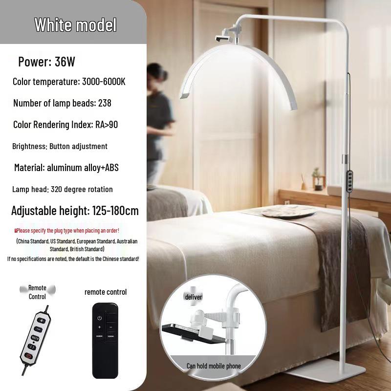 24-inch Half-Moon LED Beauty Lamp for Manicure, Microblading, Eyebrow, Eyelash, Eye Protection, Floor Fill Light.