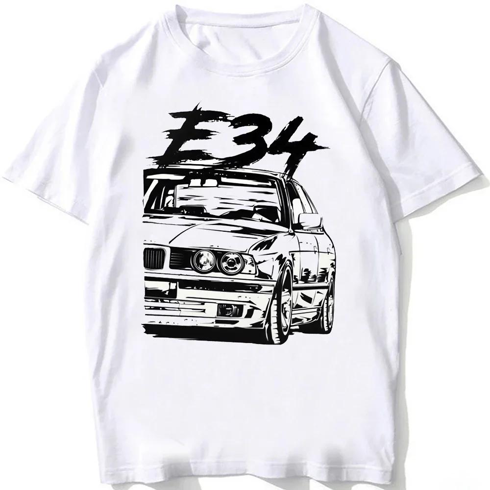 Retro Germany EUDM - E34 M5 Tshirts Summer Men Short Sleeve Old Legend E30 M3 Classic Car T-Shirt Boy Casual Tops Man White Tees