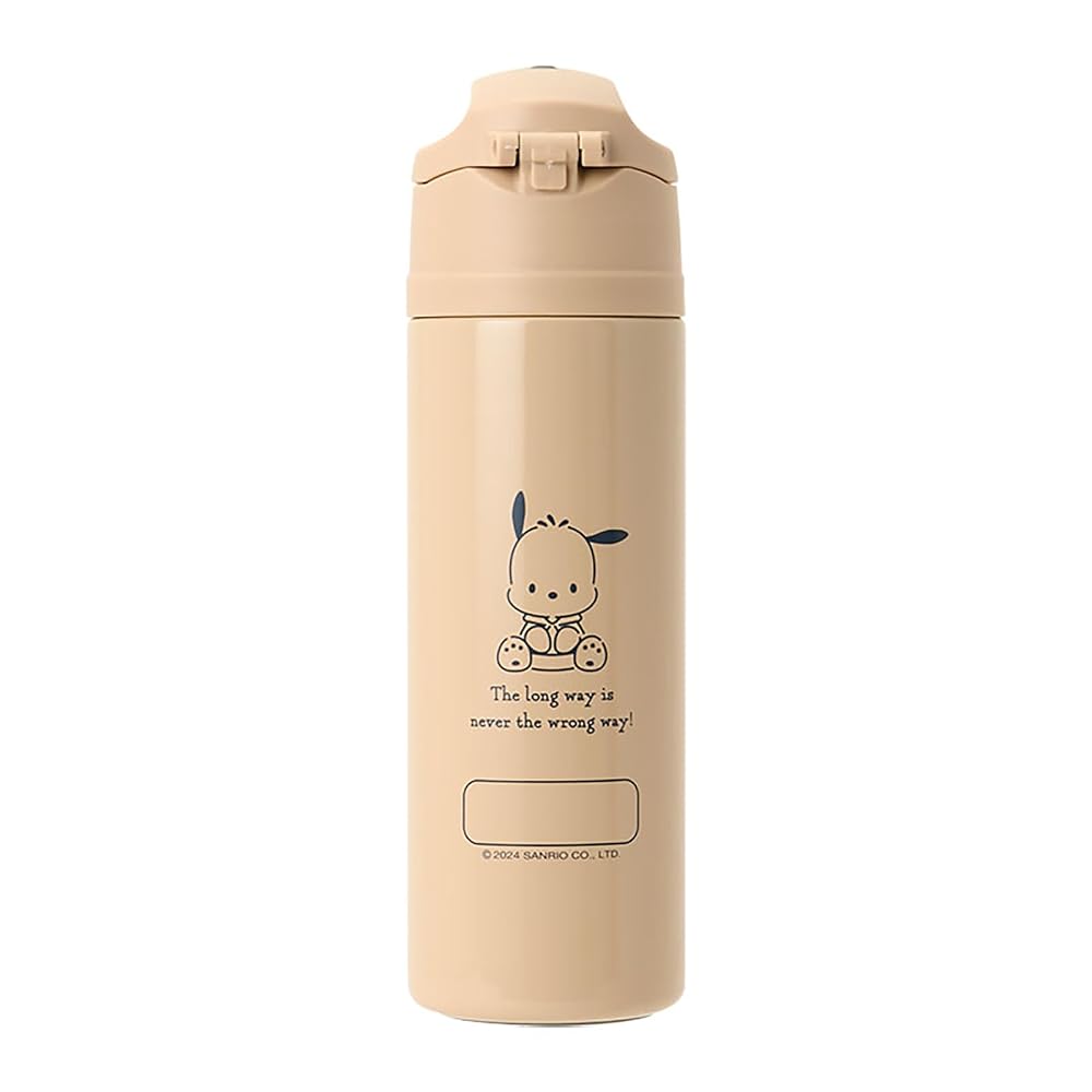 Sanrio Pochacco Stainless Steel Bottle with Cover for Children, 470mL Capacity, Name Space,