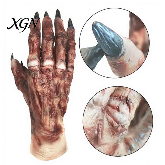 Halloween Costume Accessories 1 Pair Gloves for Adults Kids, Horror Zombie Hands Scary Gloves, Latex Ghost Hand Cosplay Accessory Masquerade