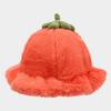 Small fresh and cute pumpkin hat female warm tide plush fungus edge bucket hat autumn and winter sunshade basin hat