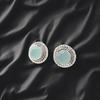 Aqua Chalcedony Gemstone 925 Sterling Silver Jewelry Handmade Studs 0.5" For Mom EE-128-15