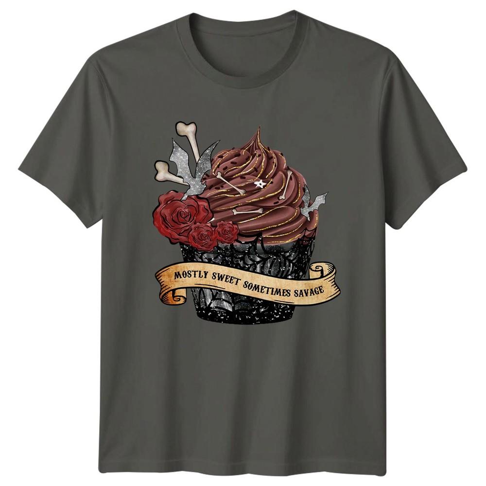 Mostly Sweet Sometimes Savage Unisexs TShirt Spooky Cupcake Halloween Gift S