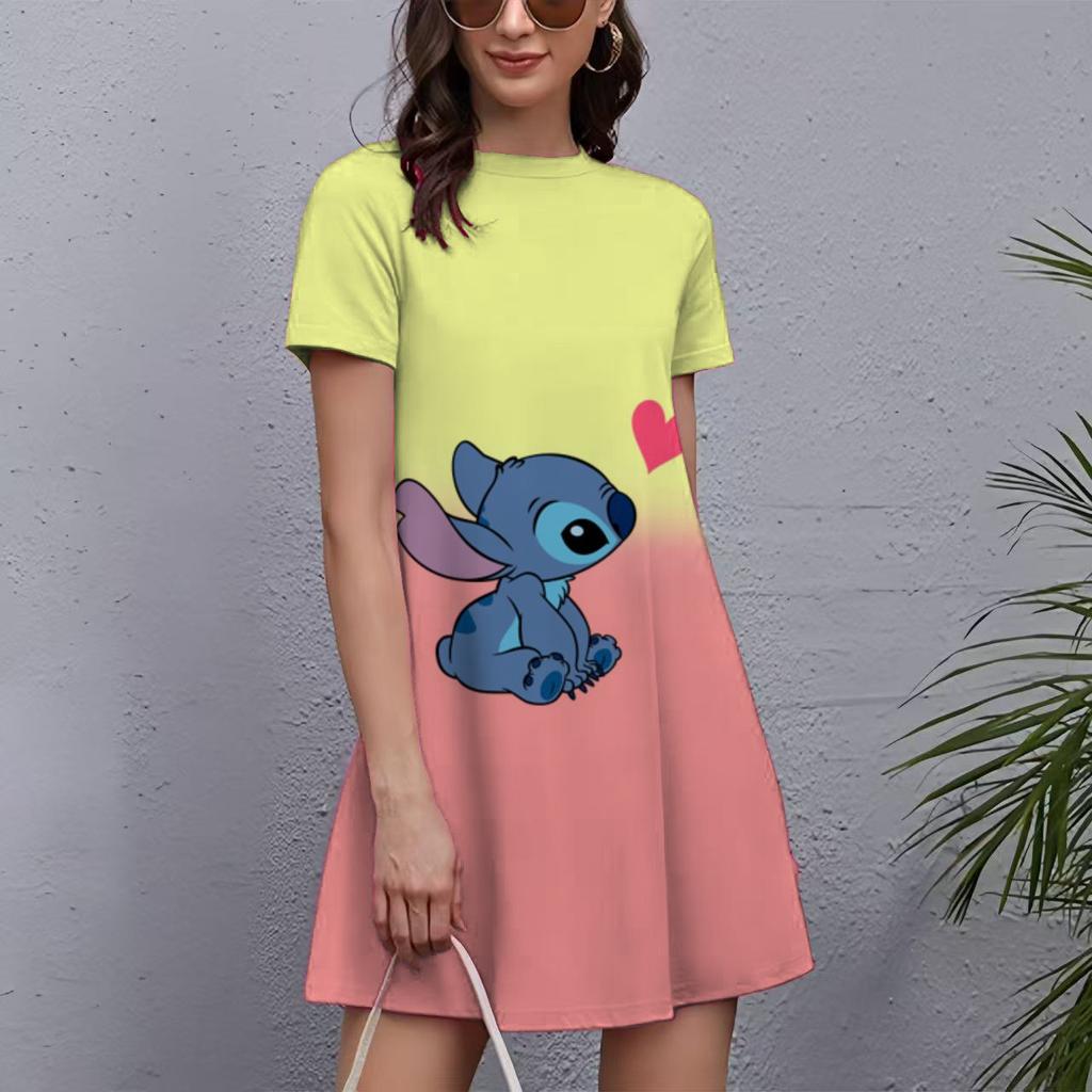 Fashion Printed Loose Women's Versatile Casual Crew Neck Casual Dresses