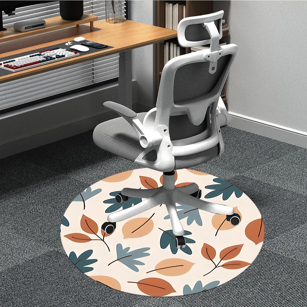 1pc Autumn Leaves Office Round Area Rug,  Mat Suitable For Office, Under Office Chairs Bedroom Living Room Home Decor, Room Deco