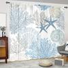2PC Summer Ocean Digital Print Polyester Curtains – Pocket Rod Top for Living Room  Kitchen   Bedroom   Study   Bathroom  Dining Room