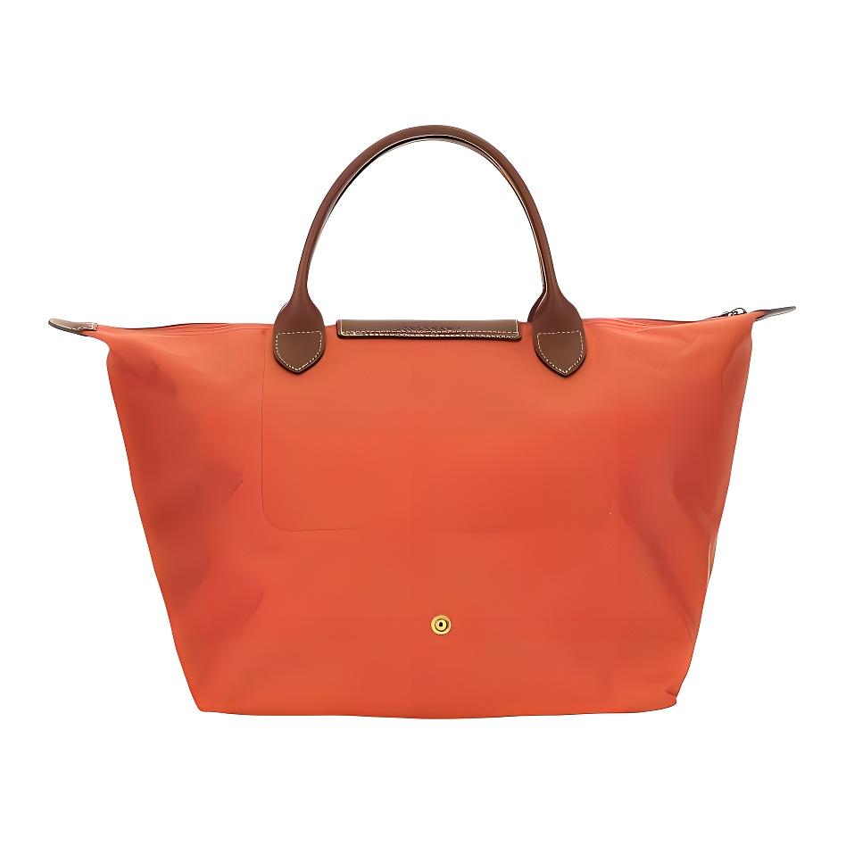 Longchamp Le Pliage Origina 30 Short Handle Snap Zipper Closure PU Canvas With Leather Trim Dumpling Tote Bag Medium Women tote bags Orange 1623089P85