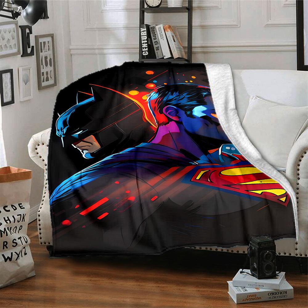 1pc Superhero Batman Flannel Throw Blanket Lightweight Soft Warm All Season Blanket for Sofa, Bed, Travel,L1028059