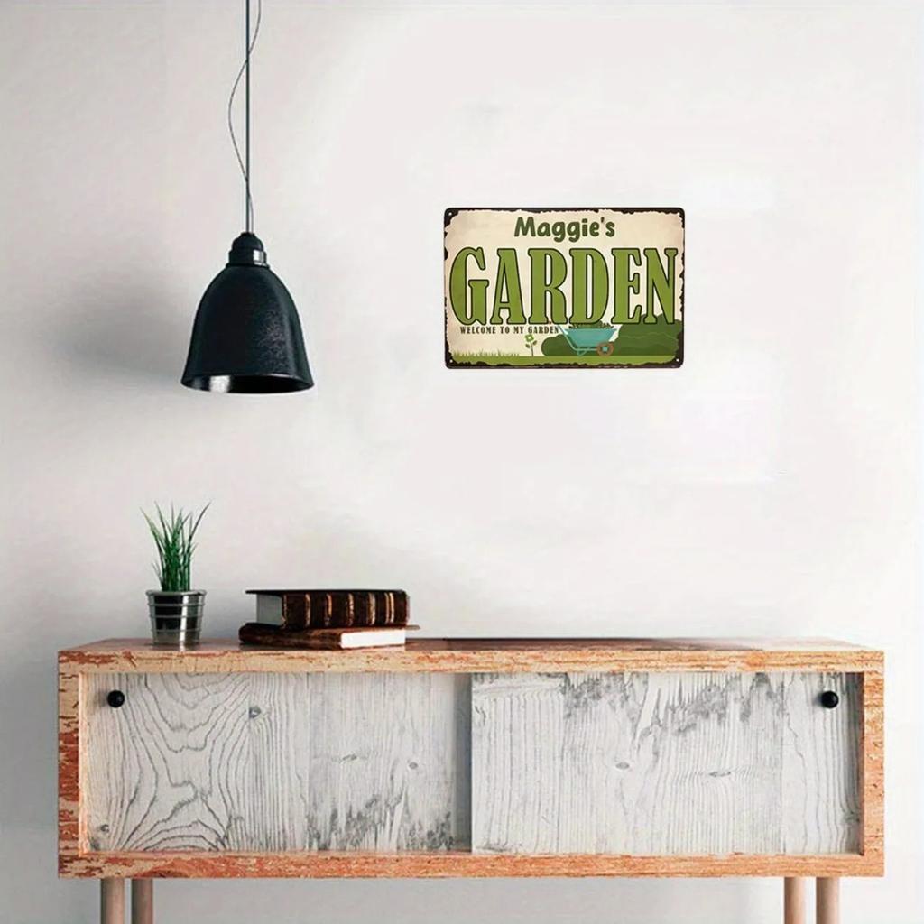 Customizable Garden Wheelbarrow Aluminum Sign Personalized Indoor Wall Art Ideal Holiday Gift for Garden Lovers
