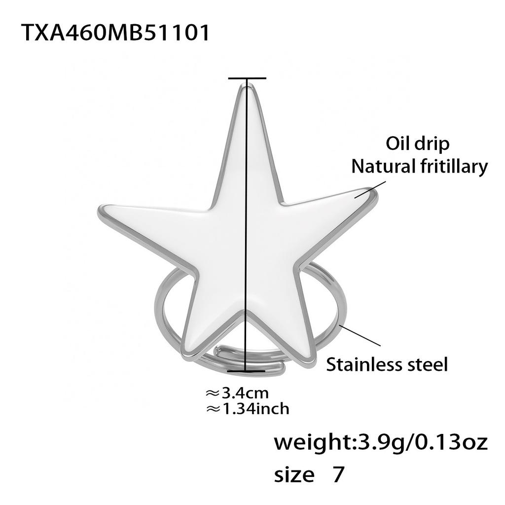 Natural Shell Star Earrings Rings In Stainless Steel With 18k Gold Plated Dangle Earring Ring Statement Jewelry Set for Women