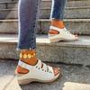 Fashion Summer New Slope Heel Sandals Women Fashion Round Head Hollow-out Anti-slip Wear-resistant High Heels
