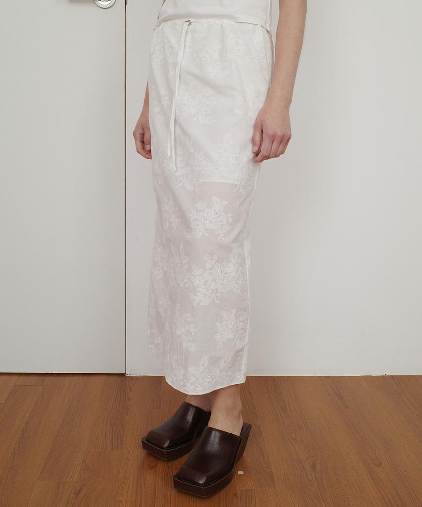 Enor Flower Lace Skirt - White
