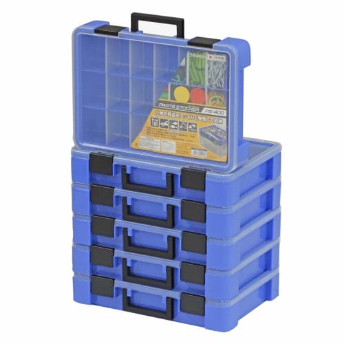 JEJ Astage PS-400 Storage Box, Parts Stocker, Blue, 29cm Deep X 7.8cm High X 40.5cm Wide, Set of 6, Made In Japan