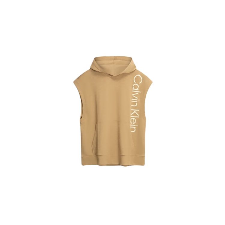 

Calvin Klein Свободная толстовка без рукавов с капюшоном и буквенным принтом, мужские топы цвета хаки 40LM206-PBE