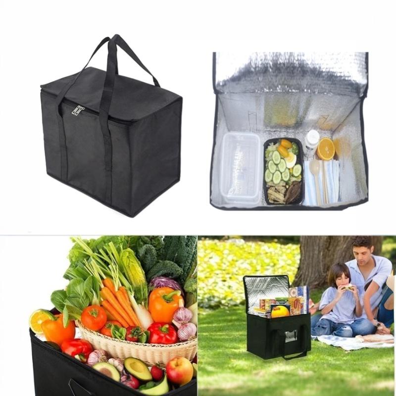 Grand Sac Isotherme Anti-fuite pour Livraison de Nourriture Sac Glacière Thermique Portable Réutilisable pour Restauration à Emporter Épicerie Pique-nique Voyages